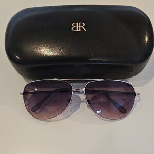 Banana Republic Black and Silver Aviator Sunglasses
